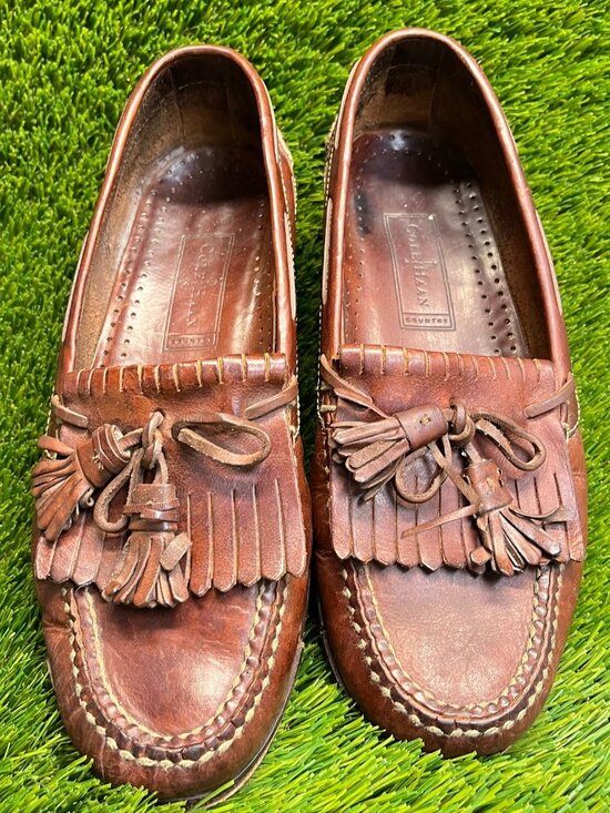 Cole Haan Country Handsewn Mens Size 9.5 Brown Classic Pinch Tassel Loafer Shoes main image 5